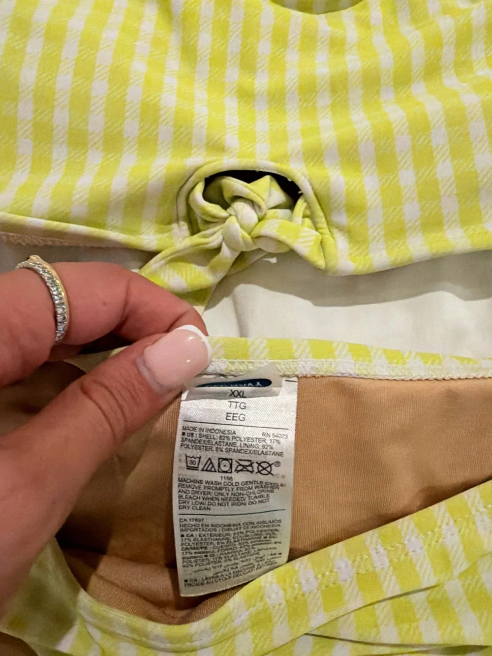 Old Navy Lime Yellow Gingham Knot Bikini Set Kids